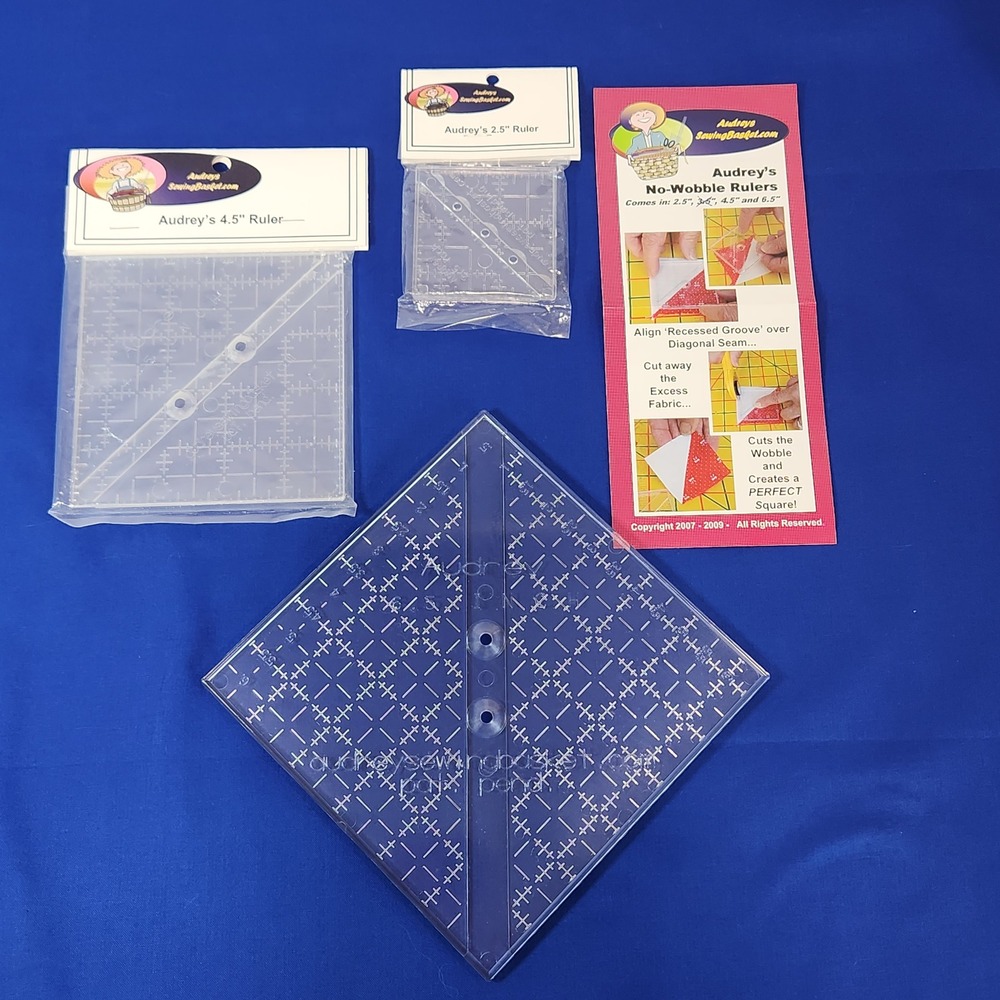 Audreys‎ Sewing Basket No-Wobble Rulers 3pc Set 2.5" 4.5" 6.5" for Quilting